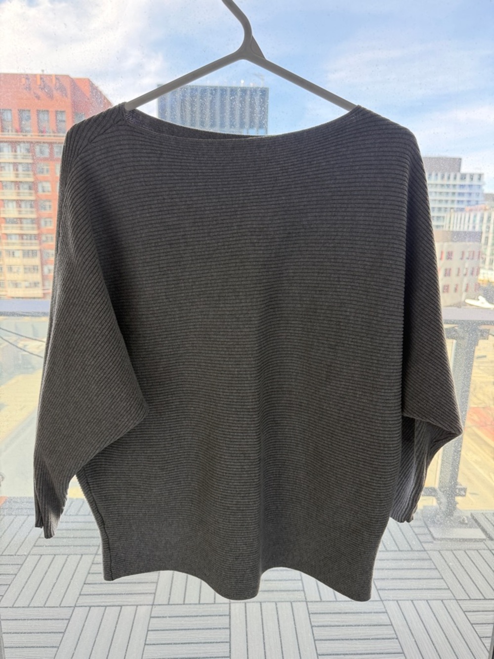 Vince Camuto Light Gray Ribbed Crewneck Sweater